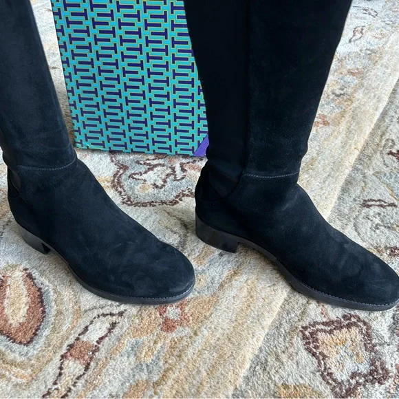 NIB Tory Burch Black Caitlin Stretch Over the Knee Suede/Neoprene Boots - Picture 14 of 14